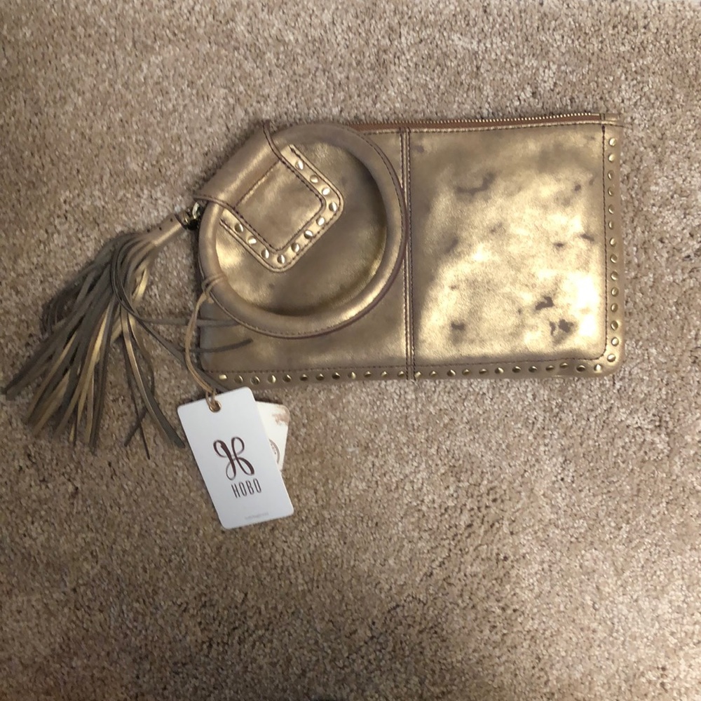 Hobo clutch- genuine leather sablestud